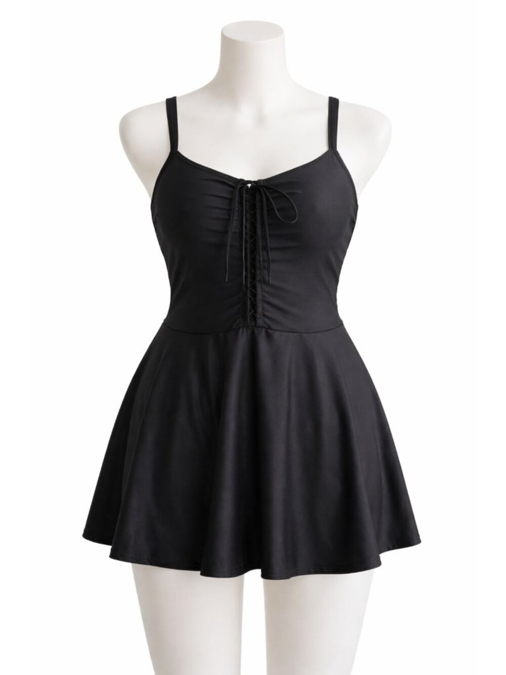 Women’s XXL Black Swim Top Lace Up Front Adjustable Straps